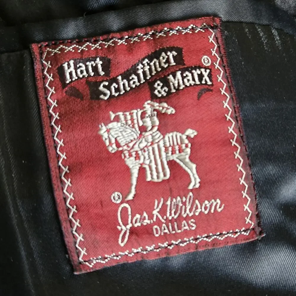 Vintage Hart Schaffner & Marx Tuscan Velour Men's Gray Plaid Wool Overcoat 46